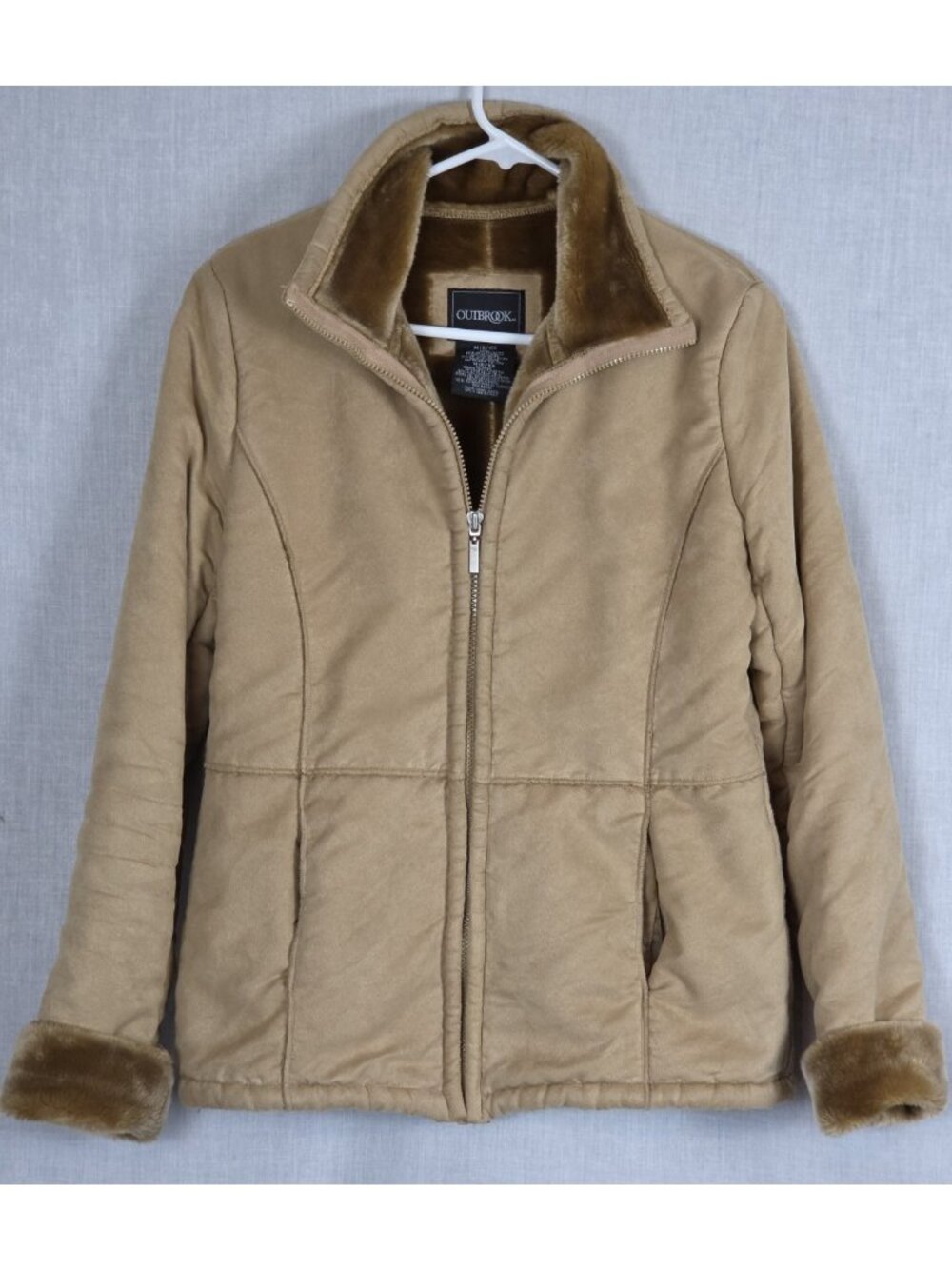 Outbrook Faux Suede Coat Women's Size M Fur Lined Soft Warm Fall Winter Casual
